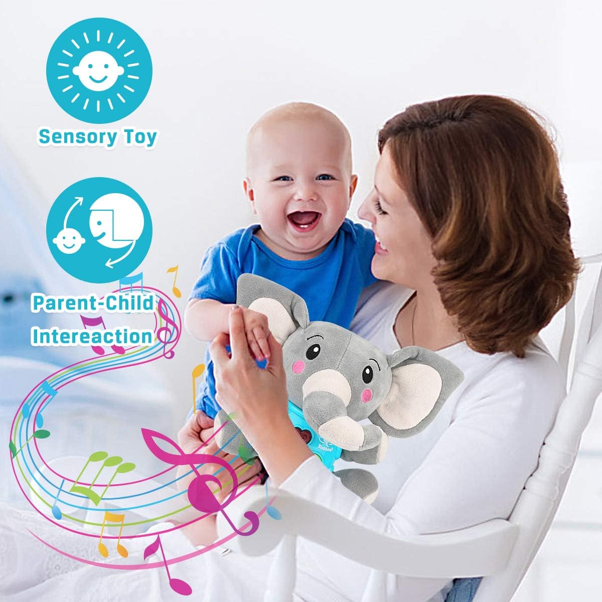 Aitbay Plush Elephant Music Baby Toys 0 3 6 9 12 Months, Cute Stuffed Aminal Light Up Baby Toys Newborn Baby Musical Toys for Infant Babies Boys & Girls Toddlers 0 to 36 Months: Toys & Games