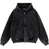 Vamtac Fleece Hoodies Double Zip Up Hooded Sweatshirt Oversized Heavyweight Vintage Acid Wash Hoodie Full Zipper Tops