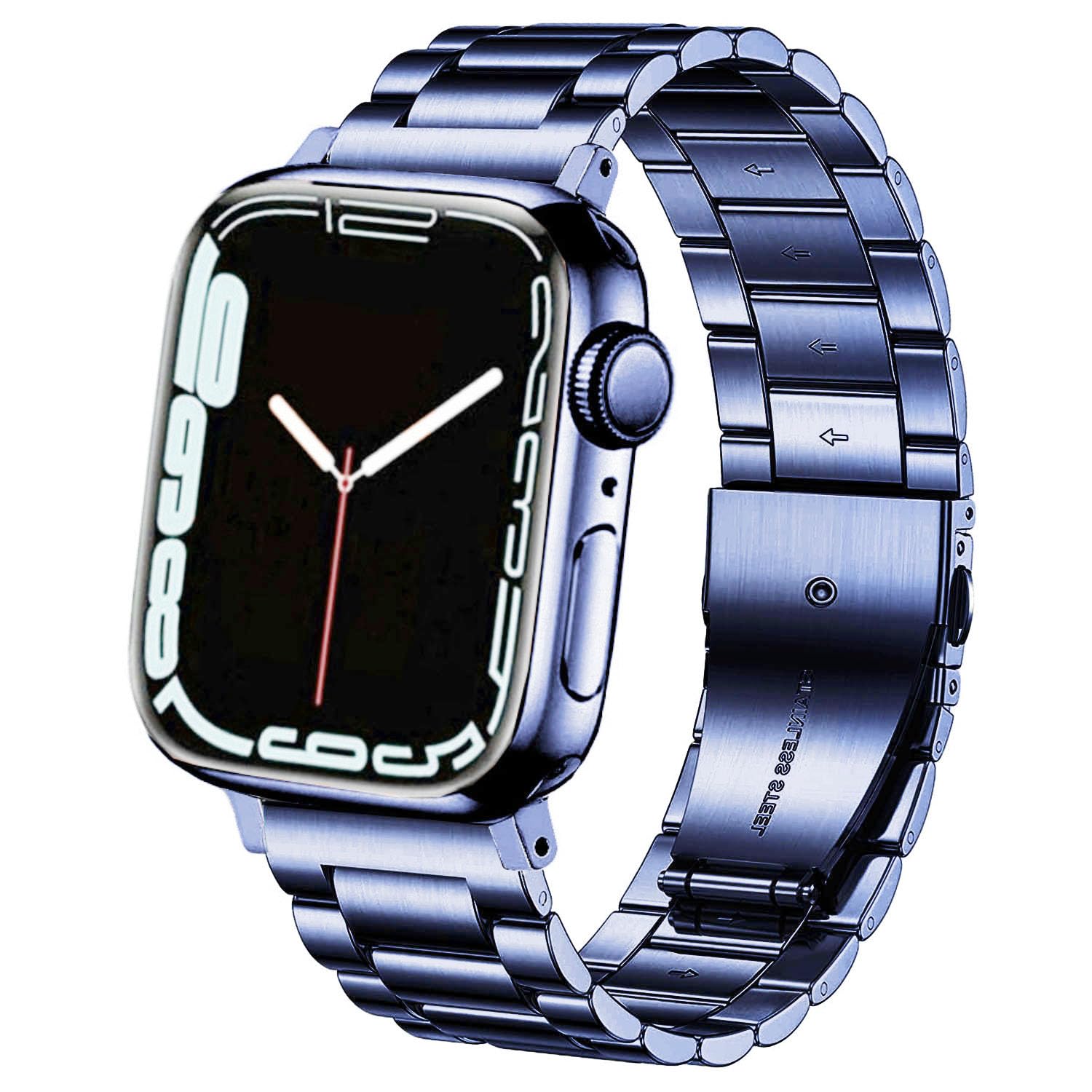 DEALELE Bands Compatible with iWatch 38mm 40mm 41mm, Solid Stainless Steel Metal Strap Replacement for Apple Watch Series 9 / 8 / 7 / SE / 6 / 5 / 4 / 3 Women Men, Blue