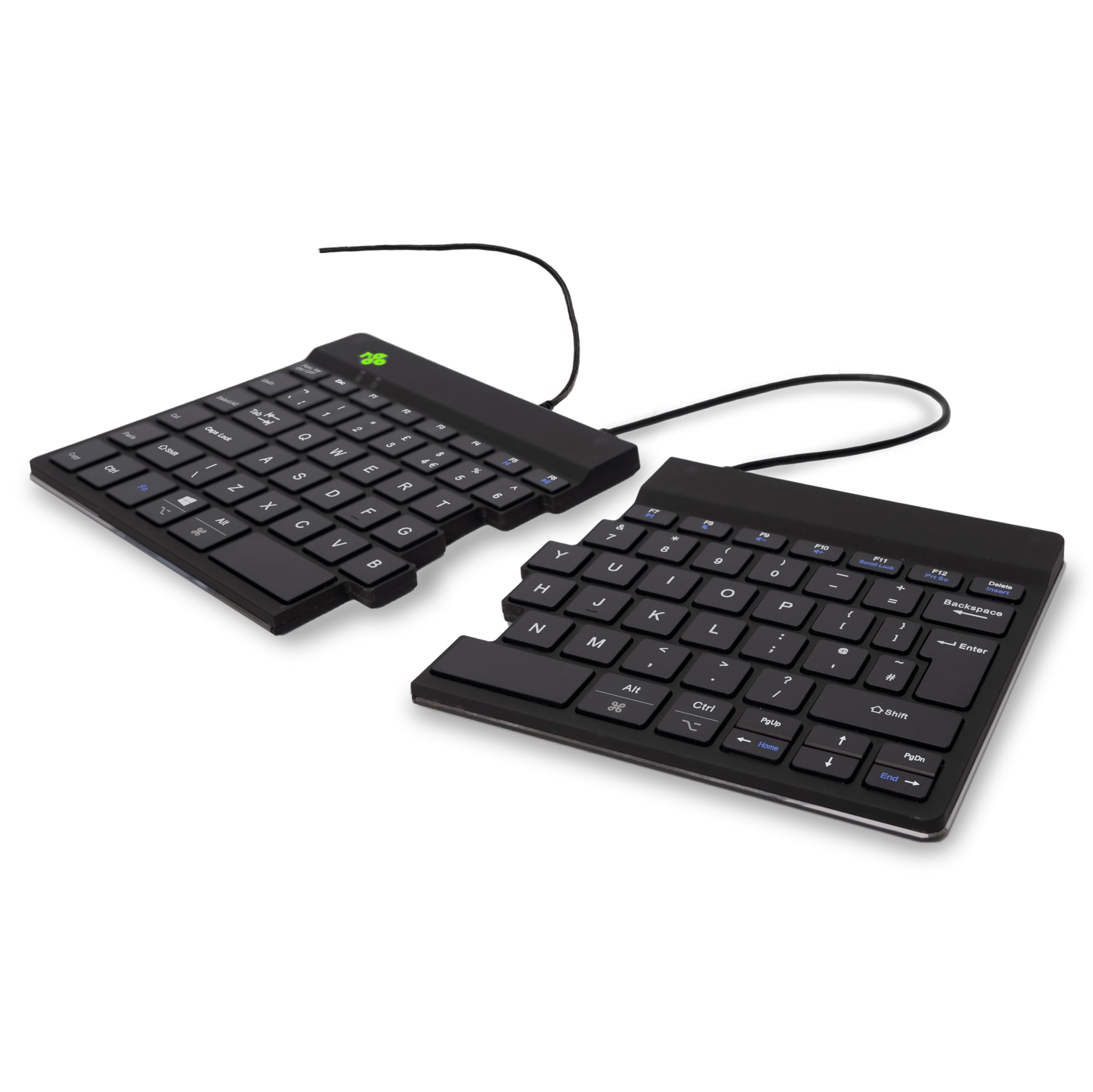R-Go Ergonomic keyboard, Split design, Natural Typing Keyboard for Carpal Tunnel, Keyboard in 2 parts, With Break software, Ultra Thin, QWERTY(UK) Layout, USB Wired, Black