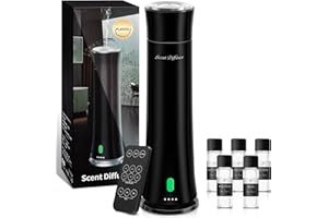 CHHZTEC Hotel Scent Diffuser Starter Kit - 1500 Sq Ft Coverage, Premium Plastic Essential Oil Diffuser, Waterless Diffuser for Home, Hotel, Office, 5 Scent Essential Oils Included, Large Room, Black, 11In