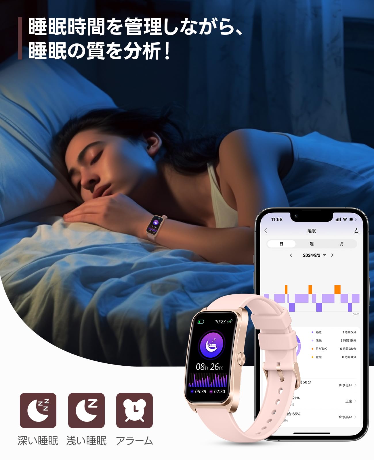 FOSMET FOS10 Smart Watch, 1.47 inch Large Screen, Ultra Narrow Bezel, Smart Band, iPhone and Android Compatible, Thin and Lightweight, IP68 Waterproof, Long Lasting Battery, Smart Band, Incoming