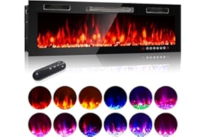 FANGJI 36" Electric Fireplace Heater,Wall Fireplace Electric with Remote & Screen Control,144 Flame Effects Fire Places Electric Fireplace Inserts,750/1500W Wall Mount Fireplace Electric,8 H Timer/ 400 Sq