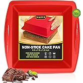 Walfos Silicone Square Cake Pan, 8 inch, Red, BPA Free, Non-Stick, Heat Resistant, Easy to Clean and Store, Ideal for Brownies, Cakes, Bread, Pie, Lasagna, and More
