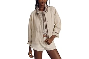 Aimiray Plaid Bomber Jacket Women Lapel Zip Up Casual Spring Coat Oversized Cropped Outerwear Jackets with Pockets