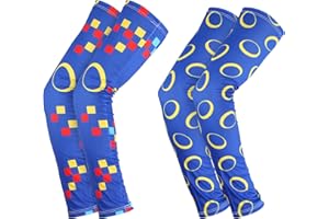 2 Pairs Arm Sleeves for Kids, 2 Styles Breathable & Elastic Compression Baseball Sleeves Blue Ring Print Gaming Cover Arm Pro