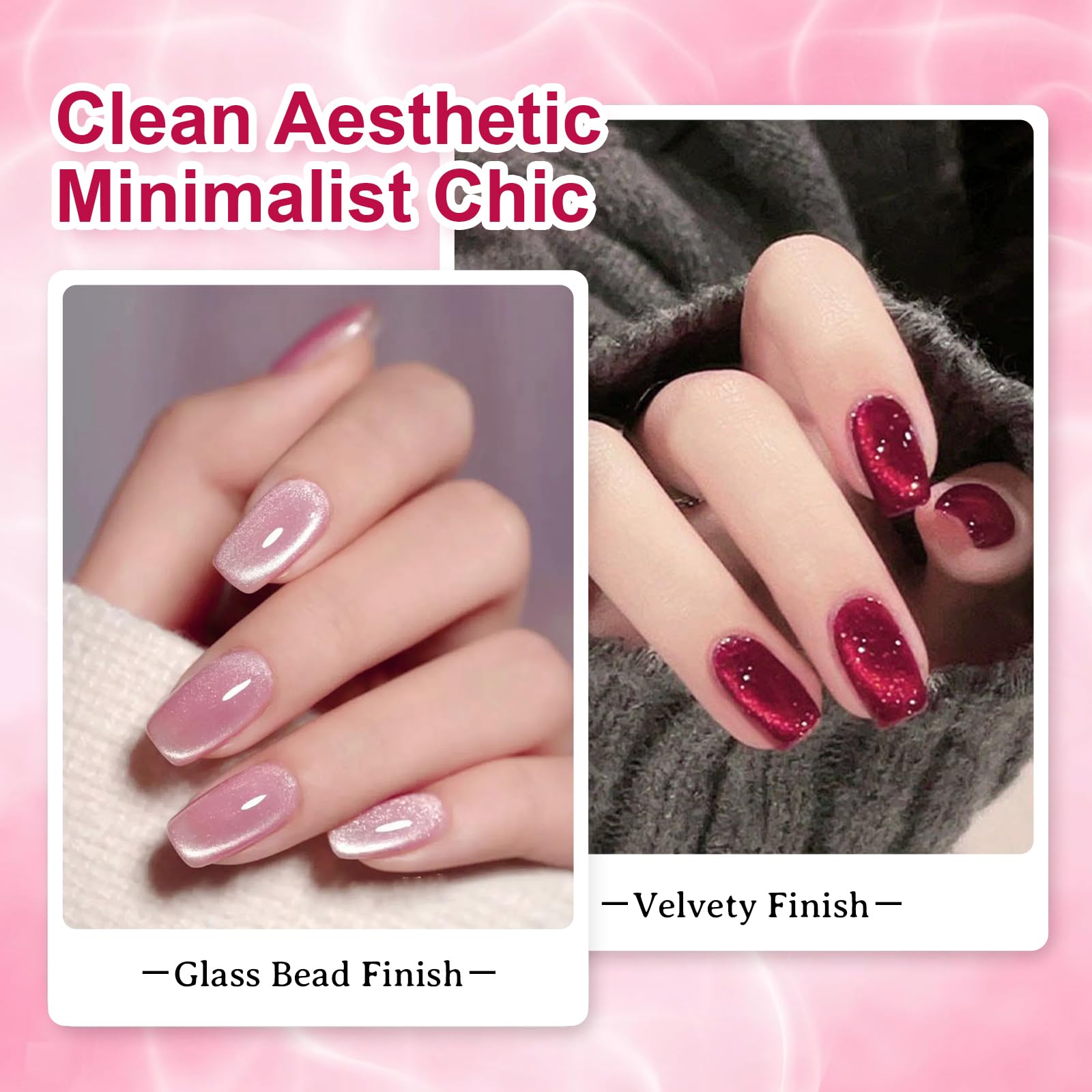 TWOEIGHT Jelly Magnetic Cat Eye Gel Nail Polish Set 8ml*6 with 1Magnets Silver Rose Gold Pink Red Purple Nail Salon DIY at Home Sparkle Stunning Gel Polish Gift for Women - Image 3