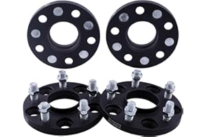 VLAOSCHI Black Forged 5x4.5 Hubcentric Wheel Spacers 15mm with 12x1.5 Studs 67.1mm Hub Bore Compatible with Jeep Hyundai-Mazda-Mitsubishi 5 Lug 5x114.3 for Compass Patriot Genesis Tucson - Pack of 4