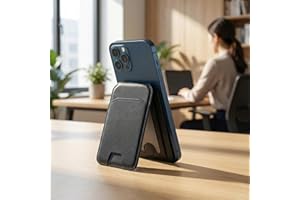 Slim Leather Magnetic Phone Wallet, 3 Card Holder with ID Slot, Strong Magnet Card Wallet for Phone Stand, Black, Magnetic, M