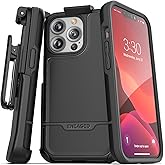 Encased Rebel Designed for iPhone 13 Pro Max Belt Clip Case (2021) Protective Shockproof Case with Holster (Black)