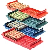 Nadex Rolled Coin Storage Organizer Tray Set with Ridges for Loose Coins | Quarters, Dimes, Nickles, and Penny Color Coded Trays