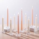 Glasseam Glass Tapered Candlestick Holders: 10Pcs Small Taper Candle Holders Bulk Clear Candle Sticks Holder Decor Short Modern Candle Holder for Table Centerpiece Wedding Christmas Dinner Party
