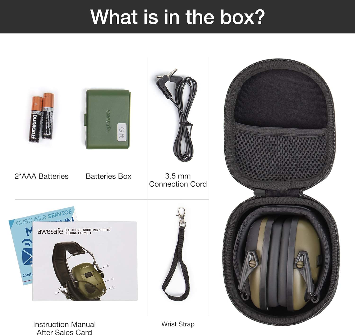 awesafe Electronic Shooting Hearing Protection Earmuffs Comes with Hard Carrying Case, Shooting Earmuffs with Sound Amplification and Suppression: Home Improvement