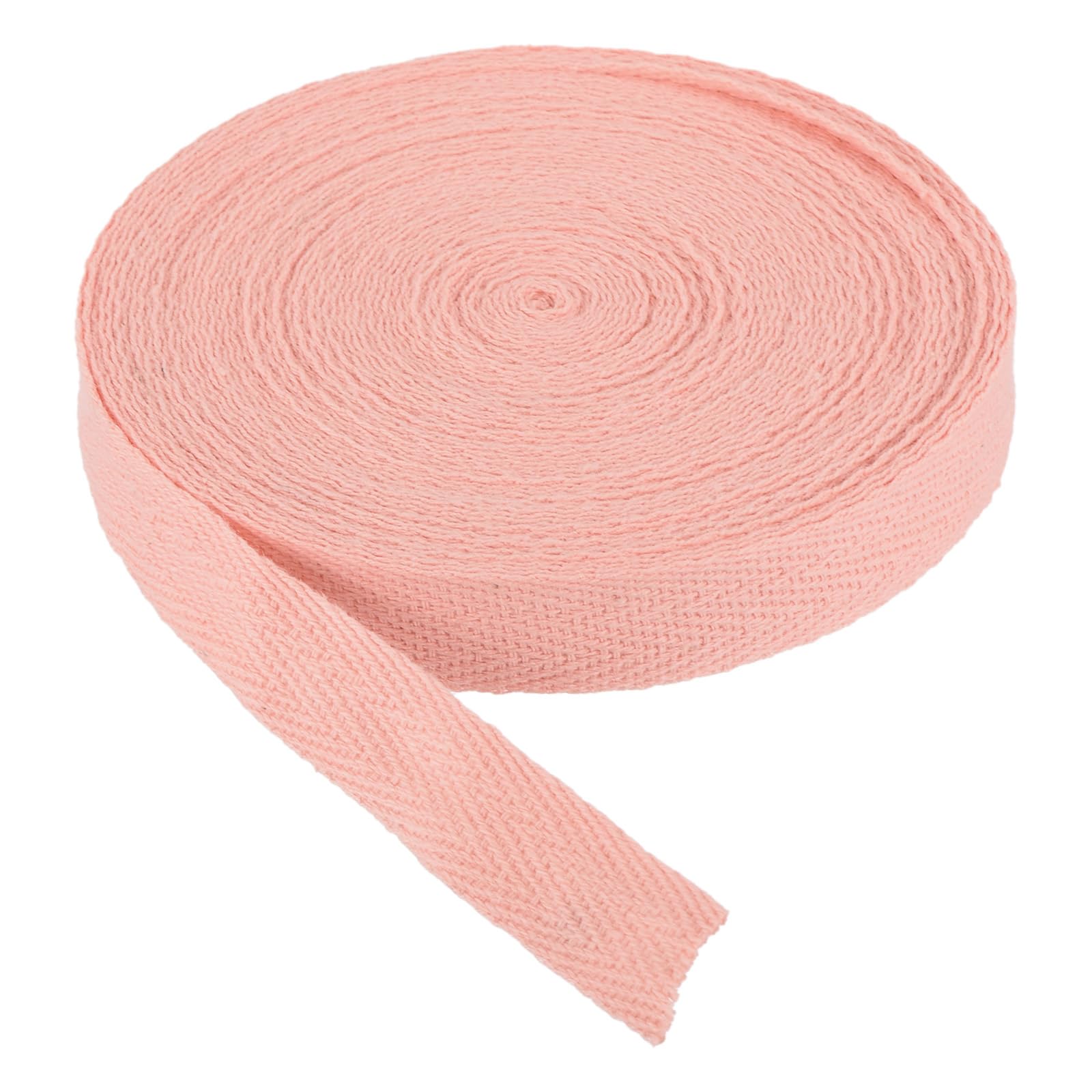 PATIKIL Cotton Twill Tape 15mm(5/8") 9m(10 Yards) Cotton Ribbon Bias Binding Tape Herringbone Webbing Trim for Sewing Gift Wrapping DIY Cherry Pink