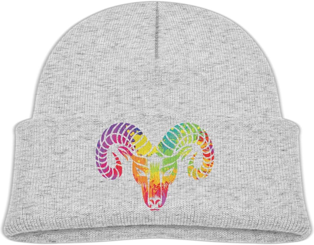 Kids Colorful Graphic Head Goat Knit Warm Beanie Hat Skull Cap