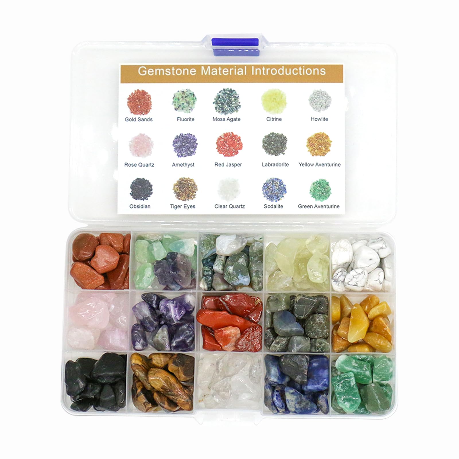 VMDEKK 15pcs Healing Crystals Set,Tumbled Stone and Gemstones Bulk, Natural Polished Stones rocks and Quartz Crystal, Chakra Stone for Reiki,Meditation, Home Decorate Crystal Gifts for Beginner