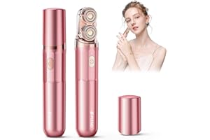 BUBBACARE Facial Hair Remover for Women | Dual-Head Face Shaver Electric Hair Removal Device for Face,Lip, Chin | 2 Replacement Heads, Pink-1