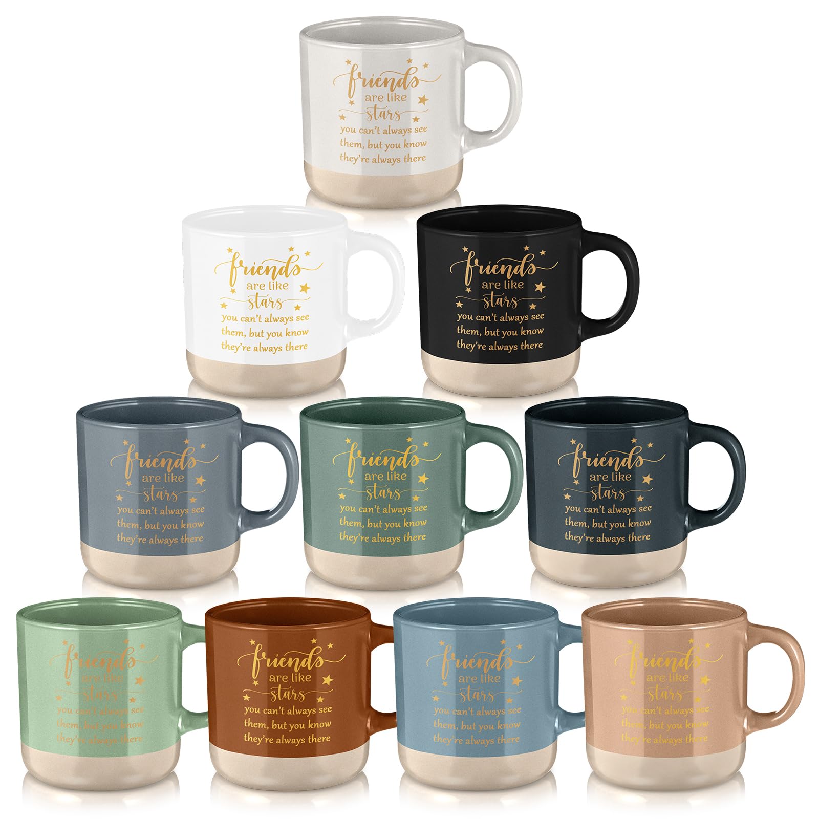 Photo 1 of 10 Pcs Christmas Friendsgiving Gifts for Women Ceramic Friendsgiving Mugs Friends Cups Bulk 13 oz Friends Are Like Stars Coffee Mug for BFF Sister Bestie Sisterhood Thanksgiving Xmas Birthday Gifts