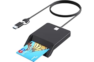 LECNVUO CAC Reader USB C, CAC Card Reader Military 2 in 1 USB/Type C Dual Connector, DOD Military USB-A Common Access CAC, Compatible with Windows 10/11, Mac OS 10.15 and Linux
