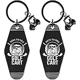 2pcs Golf Cart Keychain for Golfer, Retro Metal Car Accessories, Funny Golf Birthday Gifts Key Ring for Men Father Husband