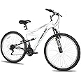 WEIZE Mountain Bike, 26/27.5 inch Outdoor Cycling Bike,18-Speed/High-Carbon Steel/Dual Full Suspension, Adjustable Ergonomic Seat for Men Women Adult, MTB Bicycle with Suspension Fork,Sleek Colors