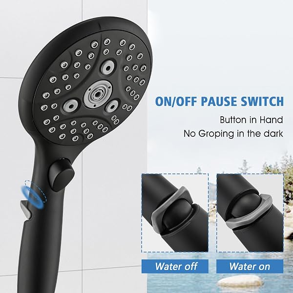 PROOX ALL METAL TUB SPOUT WITH DIVERTER MATTE BLACK, 6 SETTINGS HAND HELD SHOWER WITH ON/OFF PAUSE SWITCH, BATHTUB FAUCET WITH SPRAYER