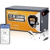 ECO-WORTHY 12V 280Ah Metal Case LiFePO4 Lithium Battery with Bluetooth, Low-Temp Protection, Built in 200A BMS, 3584Wh Max fo