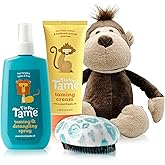T is for Tame 4-in-1-100% Natural Hair Taming Kit with Detangler Spray & Leave in Cream for Bed Head, Frizz & Flyaways - Plus Adorable Plush Monkey that Entertains While Parents Tame Hair