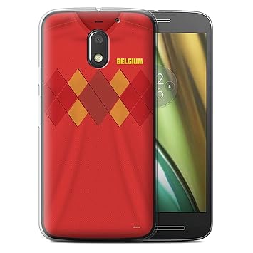 Stuff4® Gel TPU Hülle/Case für Motorola Moto E3 2016 / Belgien/Belgisch Muster/Weltmeisterschaft 2018 Fußball Trikot Kollekti