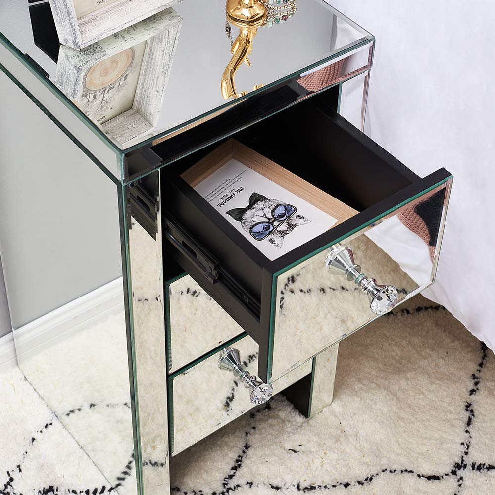 Panana Nachtschrank Glas Kommode MDF Nachttisch Nachtkommode Kommode