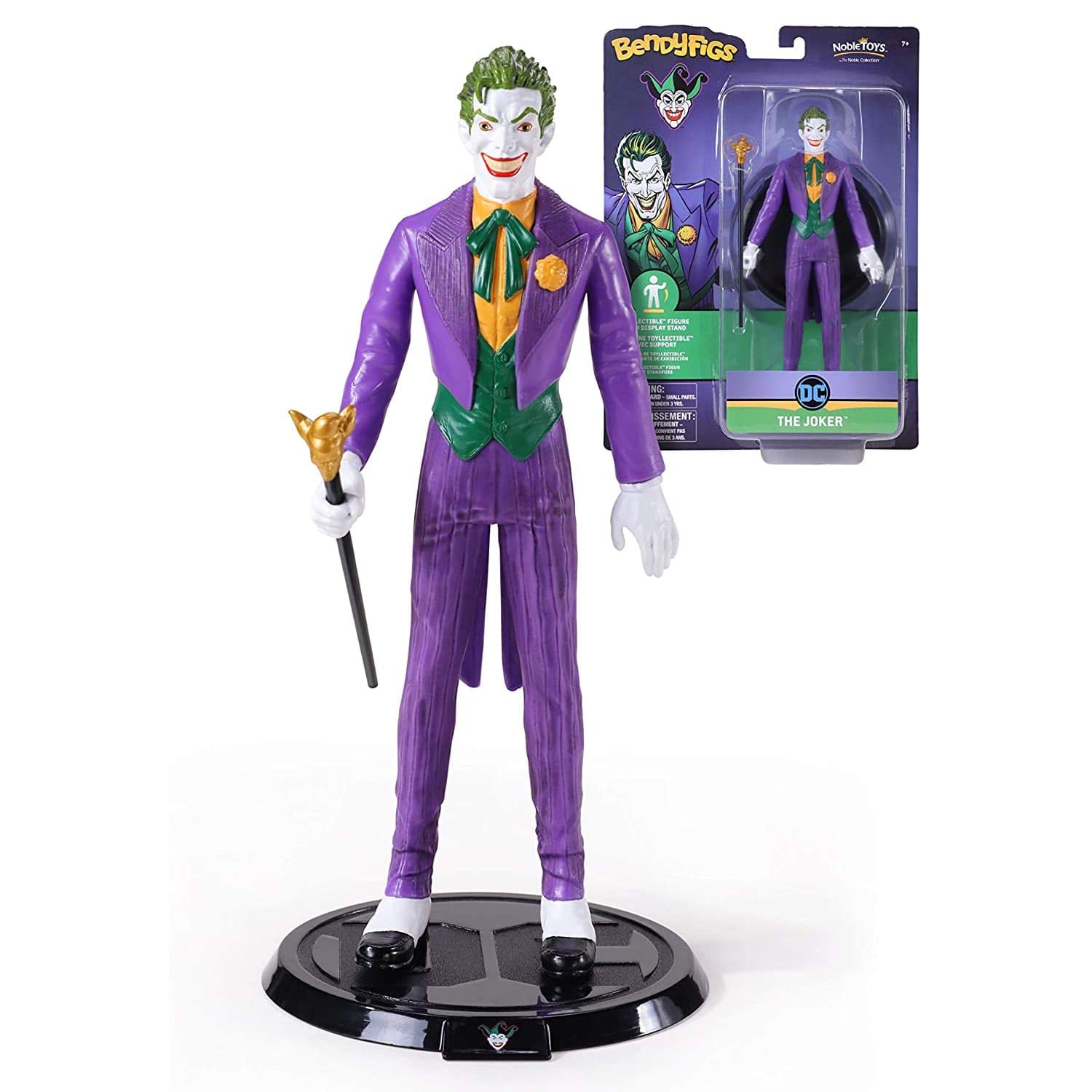 The Noble Collection DC Bendyfigs The Joker - Officially Licensed 7.5in (19cm) DC Bendable Collectable Doll Figure With Stand - For Kids & Adults - Gifts For Batman Fans