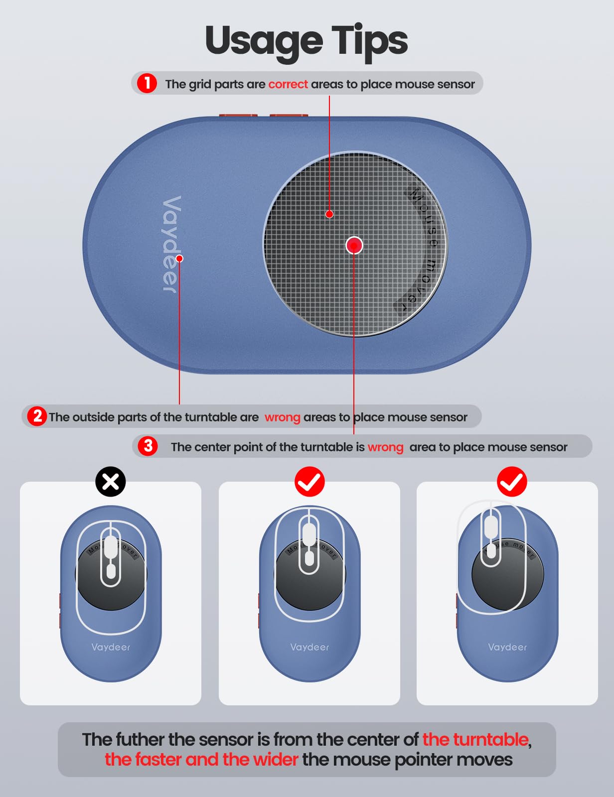 Vaydeer Ultra Slim Mouse Mover, Air 3 Mouse Jiggler with Adjustable Interval Timer, Undetectable & Noiseless, Simulates Realistic Mouse Movement, Driver-Free for Keeping The PC Active and Secure