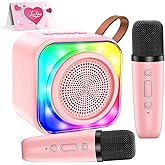 MicQutr Karaoke Machine with 2 Microphones for Kids, Toys Birthday Gifts for Ages 3-12 Years Old Girls Boys, Mini Karaoke Microphone with Protable Bluetooth Speaker for Singing Party Outdoor Play
