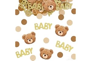 Eclatjoy 200PCS Bear Baby Shower Confetti - Gold Glitter BABY Table Scatter for Gender Neutral Baby Shower, Gender Reveal Par