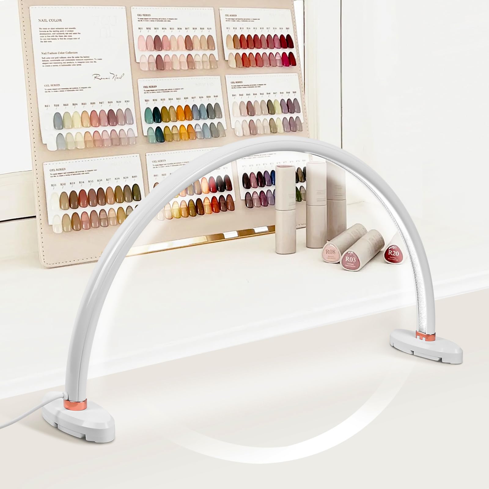 Photo 1 of BZJ 16-Inch Half Moon Nail Light for Desk Portable Nail Art Table Lamp with Adjustable Brightness and Color Temperature for Beauty Eyelash Extensions Tattoo Crafts