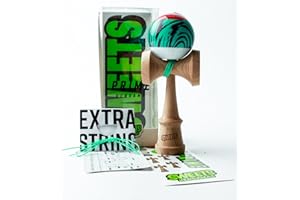 Sweets Kendamas Grain Split Boost Kendama, Improves Hand Eye Coordination, Reflexes, Premium Skill Toy, Extra String Accessory Gift Bundle (Laser Tag)