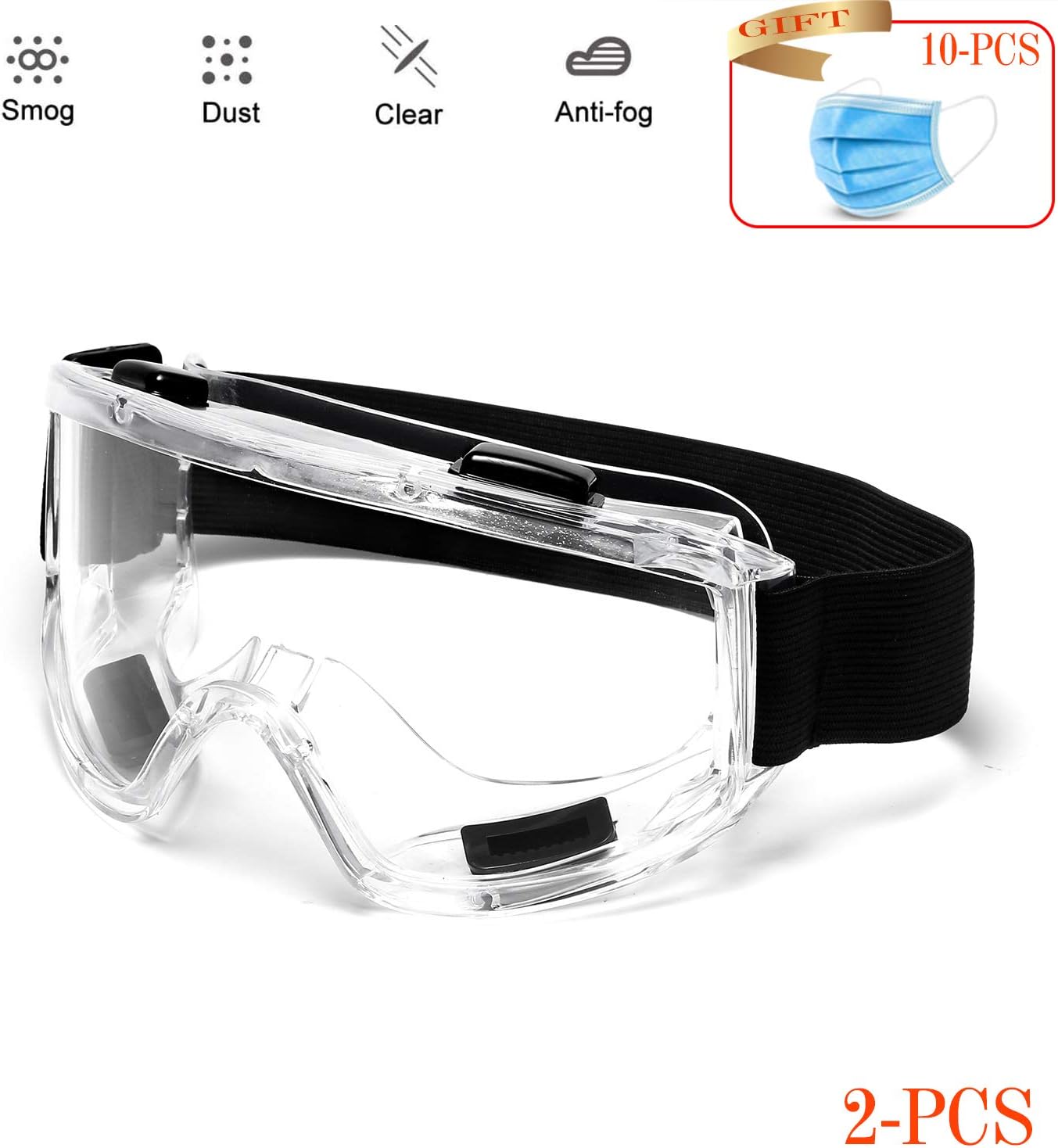 Protective Safety Goggle Glasses, Anti-Fog Clear Goggles Against Liquid Splash, Eye Protection For Home & Workplace