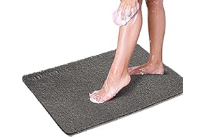 Sutera - Slide Guard Bath Mat, Non Slip, 23.6 x 17.5 Inch, Rubber Bathtub Mat for Wet Areas, Drains Odor Anti Slim Shower Floor Mat