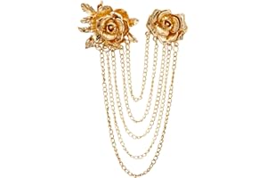 A N KINGPIIN AN KINGPiiN Men's Elegant Rose with Hanging Chain Formal Executive Brooch (Gold)