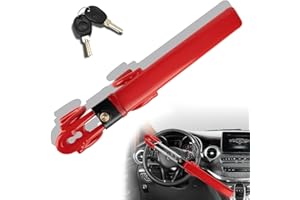 KNFRXO Steering Wheel Lock for car Universal Adjustable Length Anti-Theft Device Car Locks Double Hook Locks for Car SUV Pickup Truck Van(Red)