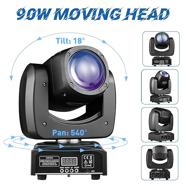 MOVING HEAD LIGHT 2 PACK 90W LED BEAM STAGE LIGHT RGBW 4-IN-1 DJ LIGHTS MOVING HEAD SPOT SOUND ACTIVATED DMX FOR WEDDING LIVE SHOW CHRISTMAS PARTY