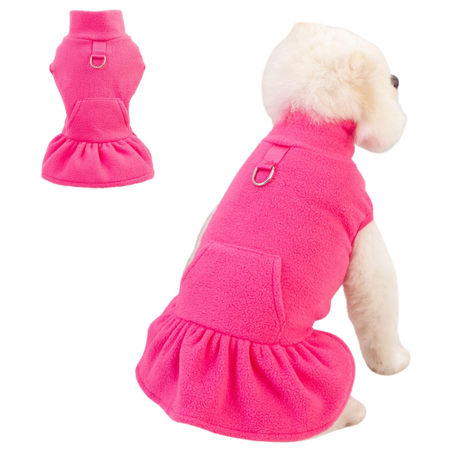 BT Bear Pet Warm Coat Sweatshirt,Cute Dog Warm Fleece Dress Clothes With D-Ring Puppy Sweater Dog Winter Coat for Puppy Small Dogs Medium Dogs,Pink XL