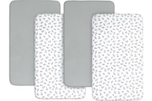 BILOBAN Baby Bassinet Sheets 4 Pack Fit for AirClub, Mika Micky Bedside Sleeper, Newton, Ezebaby, Besrey, and Bellababy Bassinet, Ultra Soft & Skin-Friendly, Grey