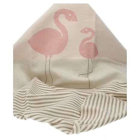 David Fussenegger - JUWEL - Babydecke -Flamingos/Streifen - Altrosa - 70x90cm