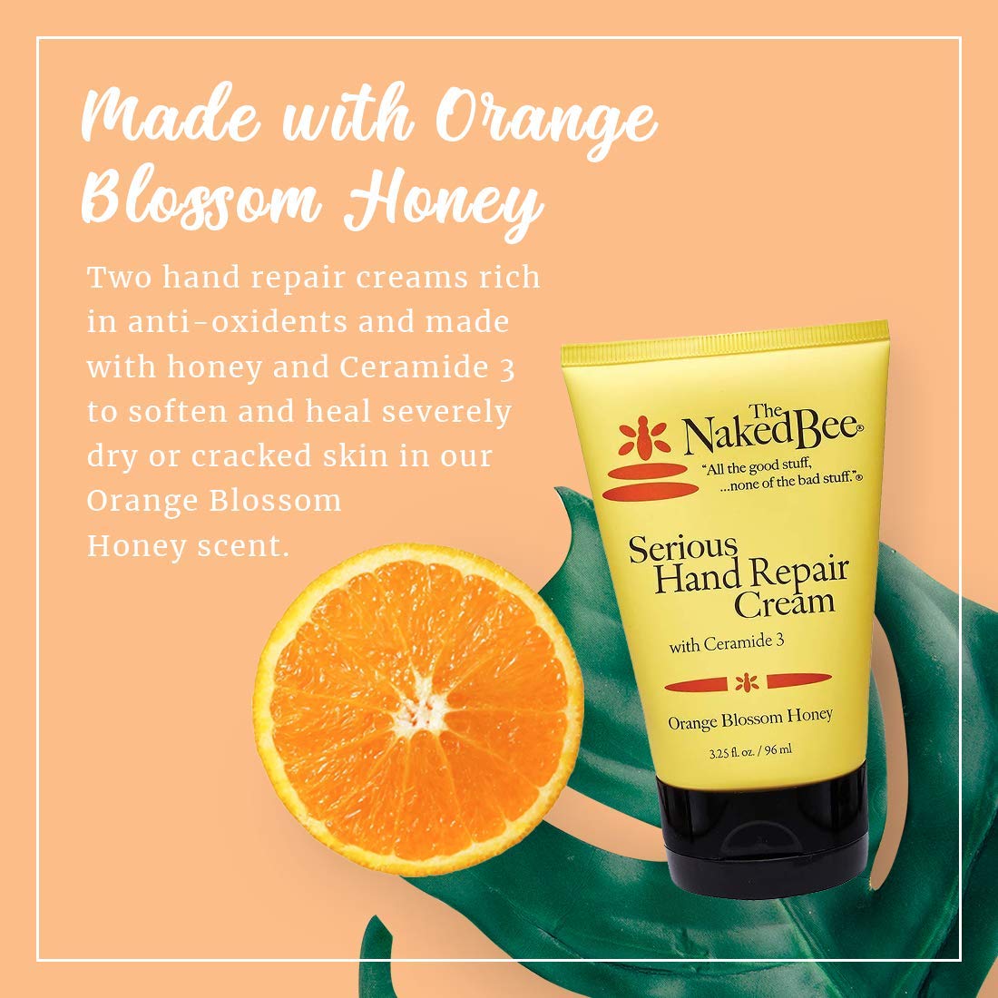 The Naked Bee Orange Blossom Honey Serious Hand Repair Cream, 3.25 Oz : Beauty