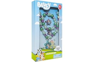 LUV HER Bluey Girl's Jewelry Set - Dress up Toy Jewelry Box Set with Bead Necklace, Bracelet and Ring - Play Accessories - Ages 3+