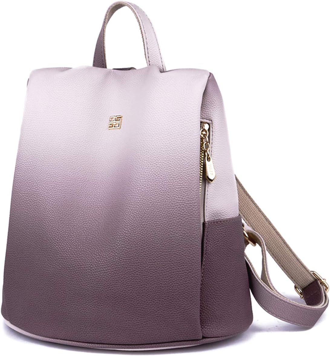 Women Backpack Anti-Theft Rucksack for Girls Fashion Backpacks Travel Casual Ladies Shoulder Bag Gradual Colour PU Leather School Bag Daypack(Pink)