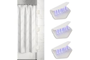 HENGI 3 Pack Magnetic Silicone Shower Curtain Clips for Liners, Self-Adhesive Waterproof Splash Guards, Strong Magnet Curtain Holders Keep Liner Sealed to Wall, Windproof Easy Installation No-Drill (White)