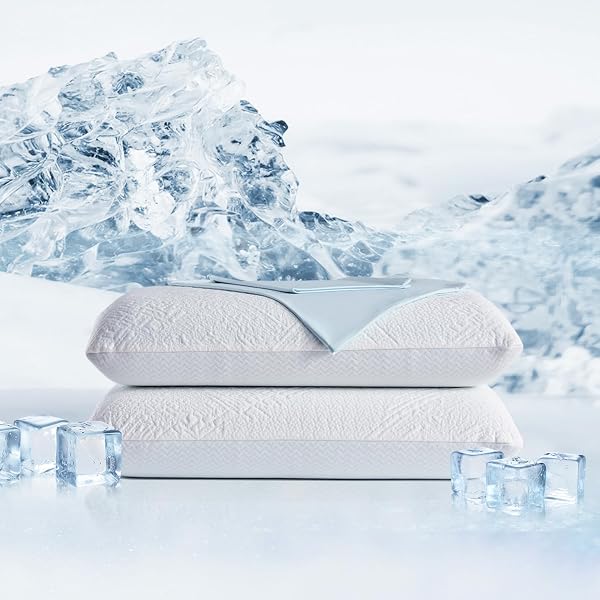 BEDTTER COOLING PILLOW WITH GEL MEMORY FOAM AND COOLING CASE FOR COOLING SLEEP (1 PACK), BED PILLOW FOR SIDE SLEEPERS, NECK AND SHOULDER PAIN RELIEF, WASHABLE COVER, 25″X15″X5″