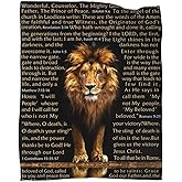 BUUGVIIL Bible Verse Blanket Christian Gifts Lion Prayer Religious Throw Blanket for Men Women Pastor Couch Sofa Bed to Keep Warm 60"x50"
